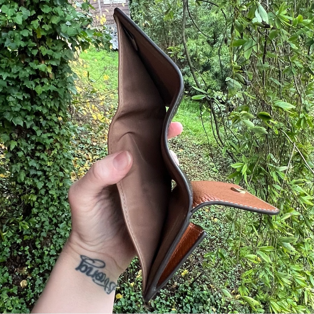 COACH Card Wallet Mini Trifold Wallet Brown Signature Canvas Logo AUTHENTIC - Picture 6 of 8